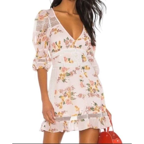 For Love & Lemons Isadora Mini Dress in Blush Size Small - Picture 8 of 10